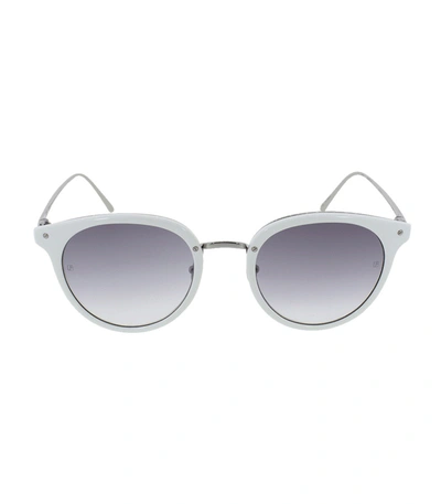Linda Farrow Oval Sunglasses In White/grey