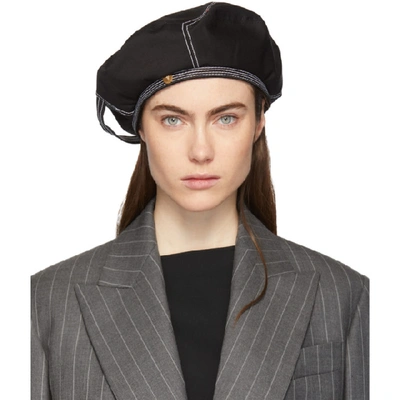 Versace Logo Cotton-blend Beret In Nero