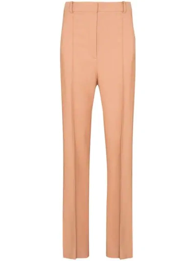 Khaite Carla Straight Leg Twill Trousers In Brown