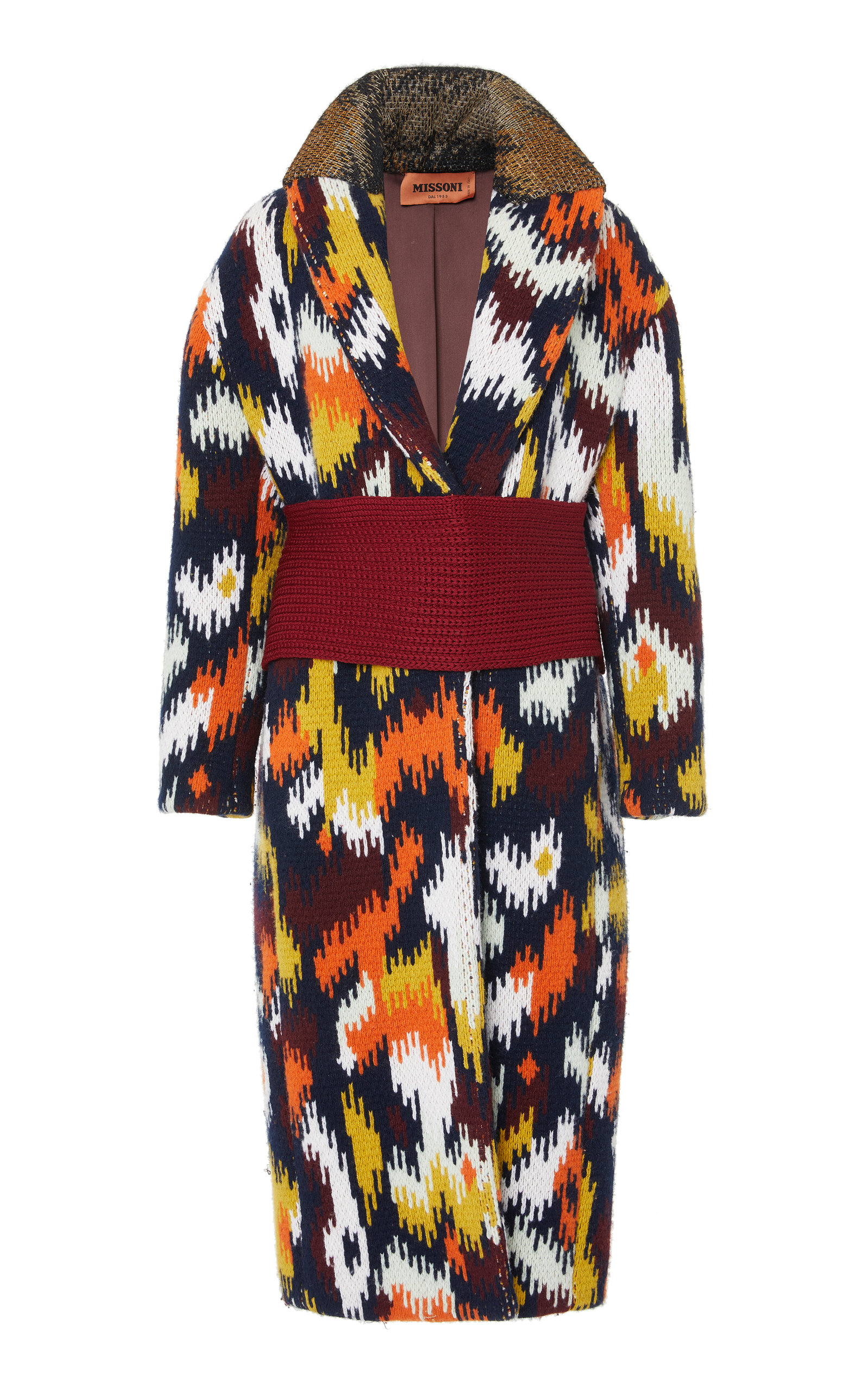 Missoni Belted Pattern Knit Coat In Multi ModeSens