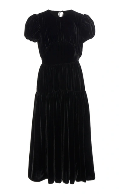 Cecilie Bahnsen Velvet Puff Sleeve Tia Gown In Black