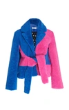 Saks Potts Wrapis Colorblock Shearling Jacket In Black/white