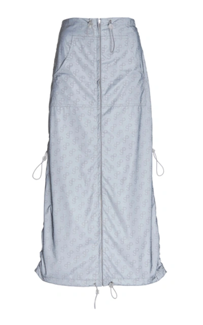 Saks Potts Monogrammed Reflective Shell Midi Skirt In Grey