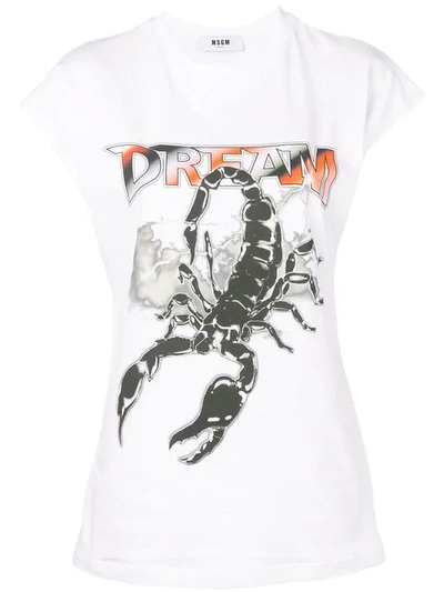Msgm Printed T In White