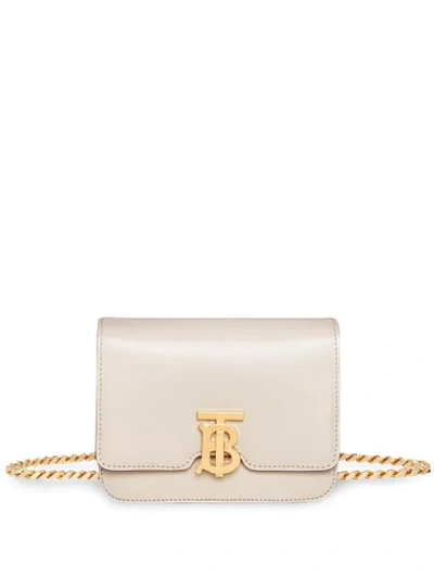 Burberry Leather Belted Tb Bag In White