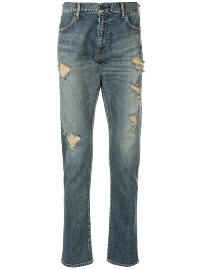 Makavelic Clashed Denim Trousers In Blue