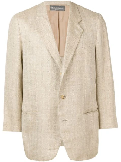 Pre-owned Ferragamo 1990's Blazer In Neutrals