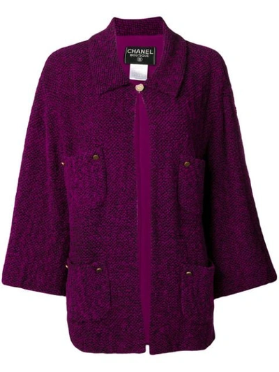 Pre-owned Chanel 1998's Knitted Shift Jacket In Purple