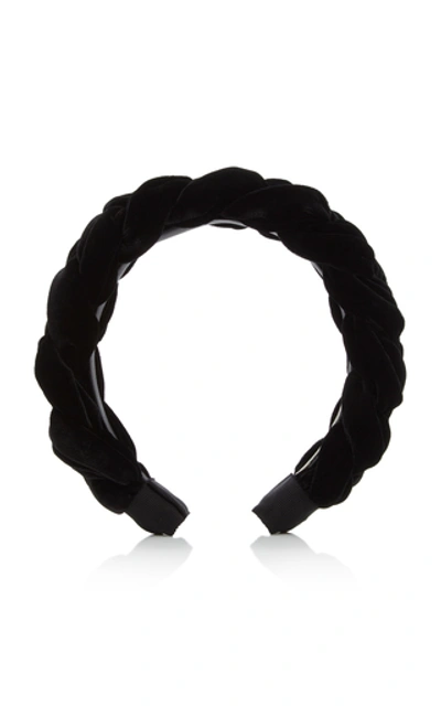 Jennifer Behr Lorelei Braided Silk Headband In Black