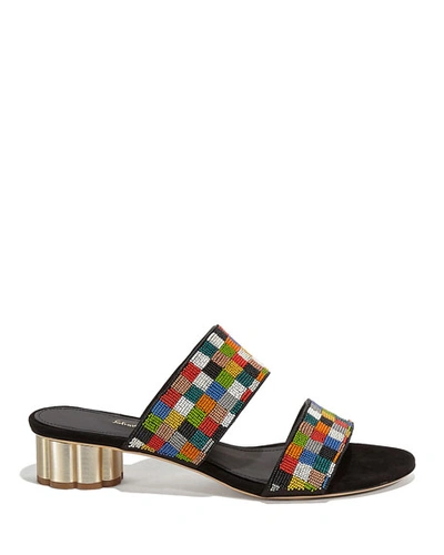 Ferragamo Belluno Embellished Slide Sandals In Multi Nero