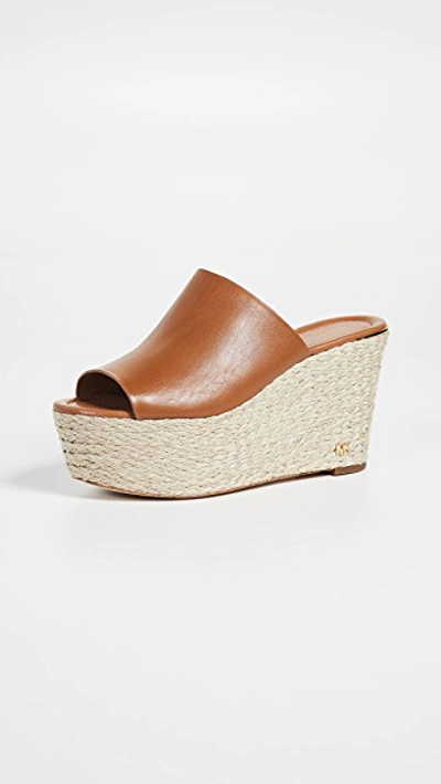 Michael Michael Kors Cunningham Leather Platform Wedge Sandals In Acorn  Vachetta Leather | ModeSens