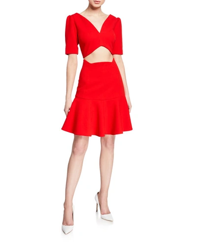 Elliatt Petal Crop Top And Skirt Set In Red