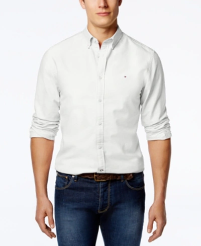 Tommy Hilfiger Men's Custom Fit New England Solid Oxford Shirt In Bright White