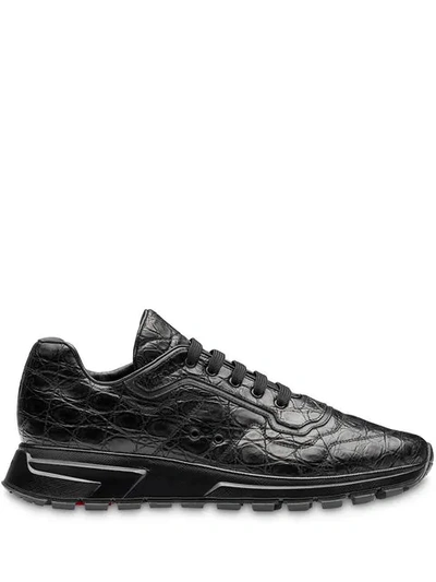 Prada Monochrome Lace-up Sneakers In F0002 Black