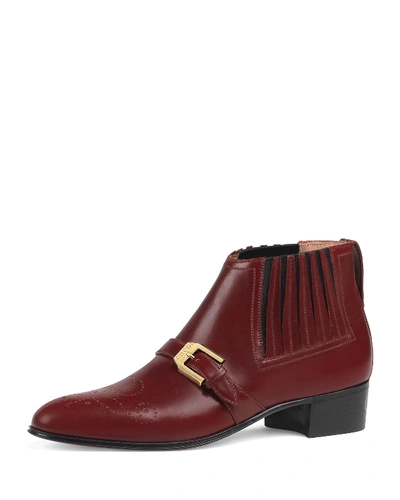 Gucci Worsh 40mm Smooth Leather Booties In Red