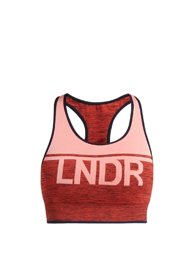 Lndr A-team Logo Jacquard Performance Bra In Coral Marl