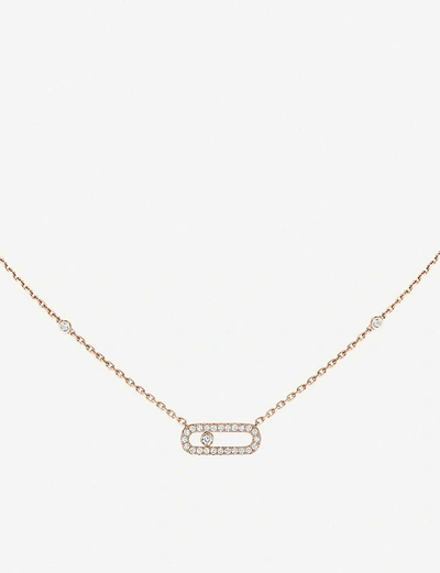 Messika Move Uno 18ct Pink-gold And Diamond Necklace