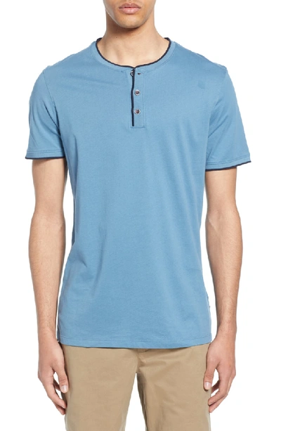 Ted Baker Doey Slim Fit Henley In Mid-blue
