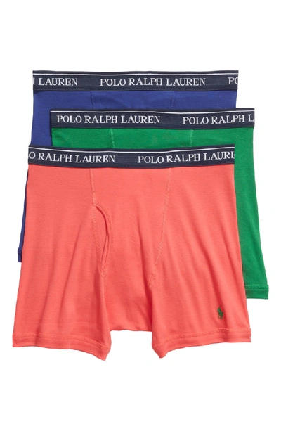 Polo Ralph Lauren 3-pack Boxer Briefs In Bright Navy/ Green/ Coral