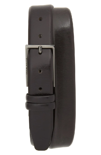 Hugo Carmello Leather Belt In Dark Grey