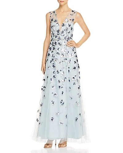 Bcbgmaxazria Sequined Tulle Gown In Light Blue