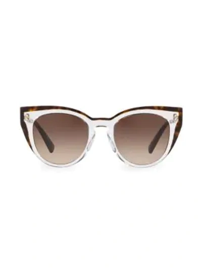 Valentino 50mm Round Shadowed Sunglasses In Silver