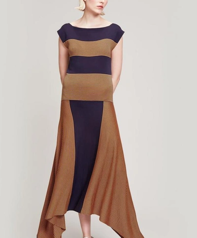 Loewe Striped Midi Dress In Navy | ModeSens