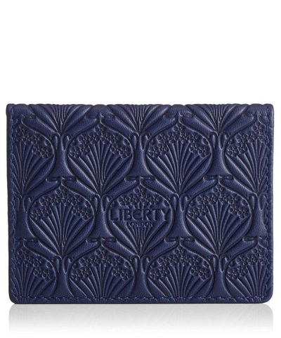 Liberty London Travel Card Holder In Iphis Embossed Leather In Navy