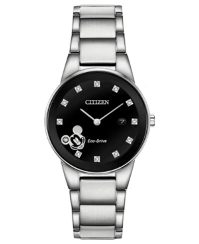 Citizen Disney By  Eco-drive Women's Mickey Mouse Diamond-accent Bracelet Watch 29.5mm In Silver-tone
