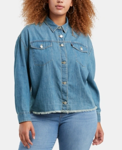 Levi's Trendy Plus Size Ash Jean Shirt In Love Blue