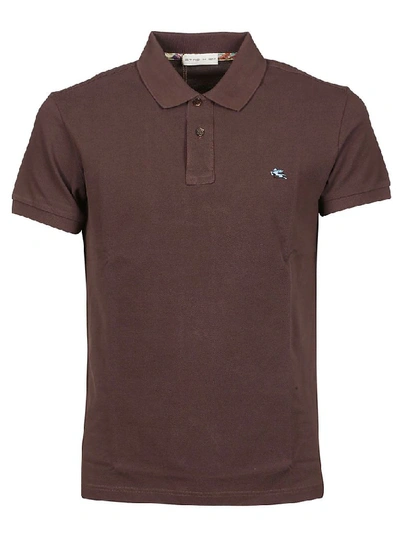Etro Embroidered Logo Polo Shirt In Brown