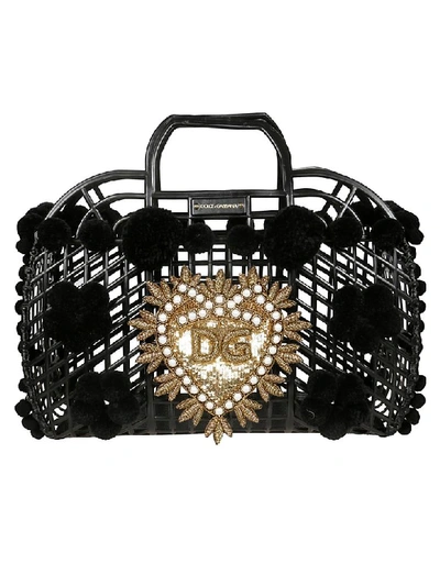 Dolce & Gabbana Embellished Cage Tote In Black