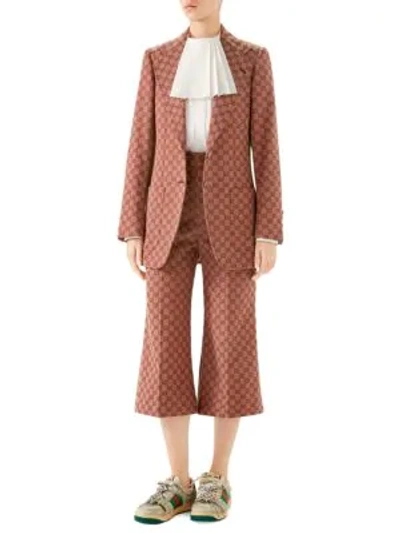 Gucci Gg Canvas Two-button Blazer In Beige Bordeaux