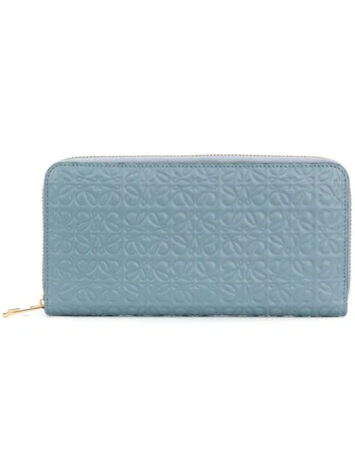 Loewe Logo Embossed Wallet In Blue