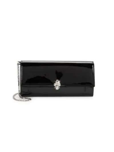 Sergio Rossi Patent Leather Convertible Wallet-on-chain In Black