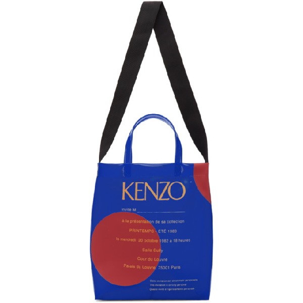 Kenzo Transparent Logo Print Tote Bag In 70 Cobalt Modesens