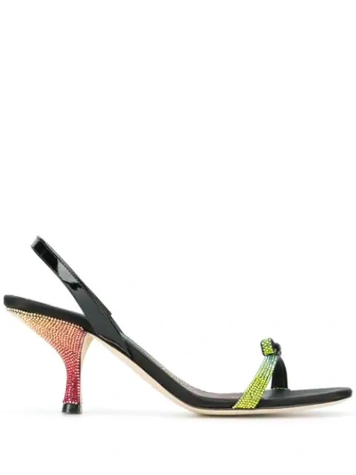 Marco De Vincenzo Rainbow Strass Crystal Bow 65 Sandals In Black