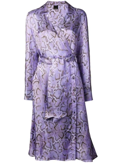 Pinko Amalia Snake-print Wrap Dress In Purple