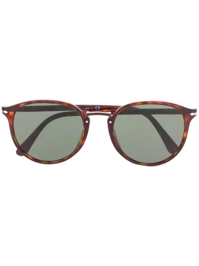 Persol Round Frame Sunglasses In Brown