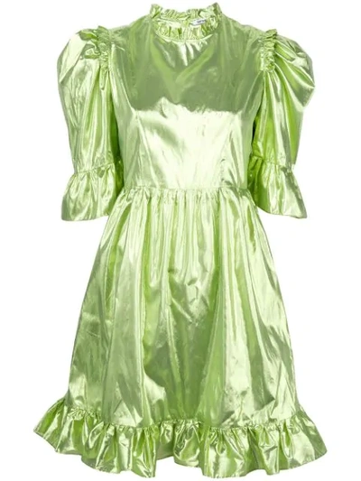 Batsheva Spring Prairie Metallic Dress In Green