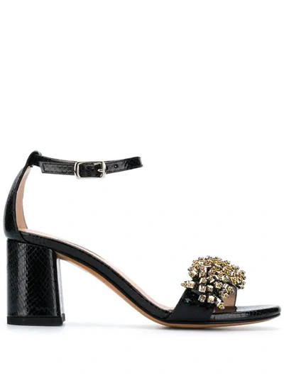 Albano Open Toe Embellished Sandals In Black