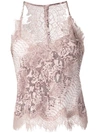 Gold Hawk Snake Print Lace Trim Cami Top In Pink