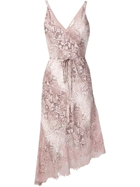 Gold Hawk Snakeskin Print Dress In Pink | ModeSens