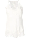 Gold Hawk Longline Lace Cami Top In White