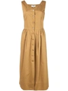 Sea Front Button Dress In Brown