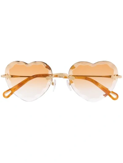 Chloé Rosie 55mm Heart Shaped Sunglasses In Gradient Brick/ Gold