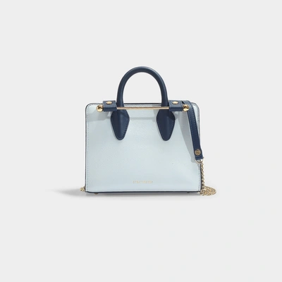 Strathberry Nano Bicolor Leather Tote In Illusion Blue/ Navy