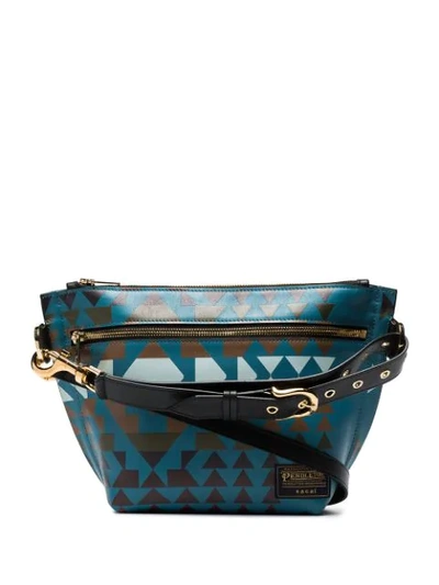 Sacai Pendleton Printed Pouch In Blue