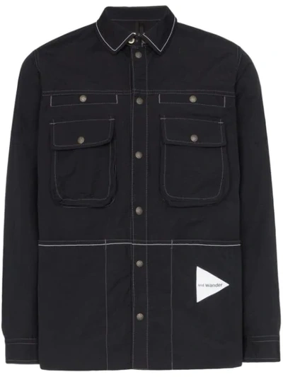 And Wander Laser Nylon Shirt Jacket  In Black