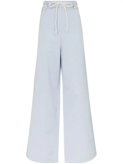 Ambush Rope-fastening Wide-leg Cotton Trousers In Blue